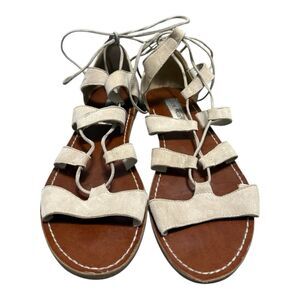 STEVE MADDEN Women's Nude Sanndee Lace Up Strappy gladiator Sandal Sz 9.5